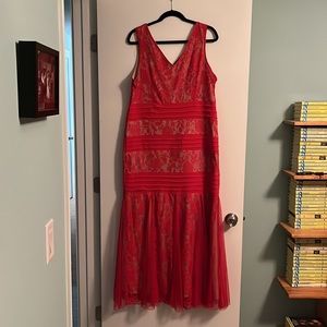 Red lace formal or prom dress